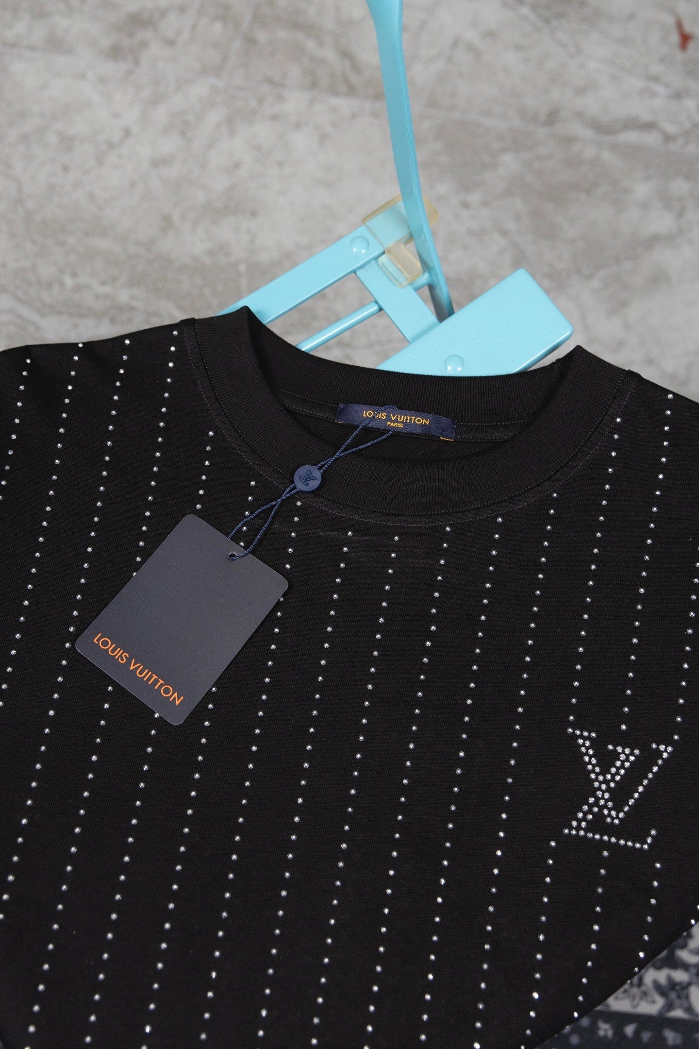 Black Short  Sleeve T - Shirt with Heat  Set Rhinestones