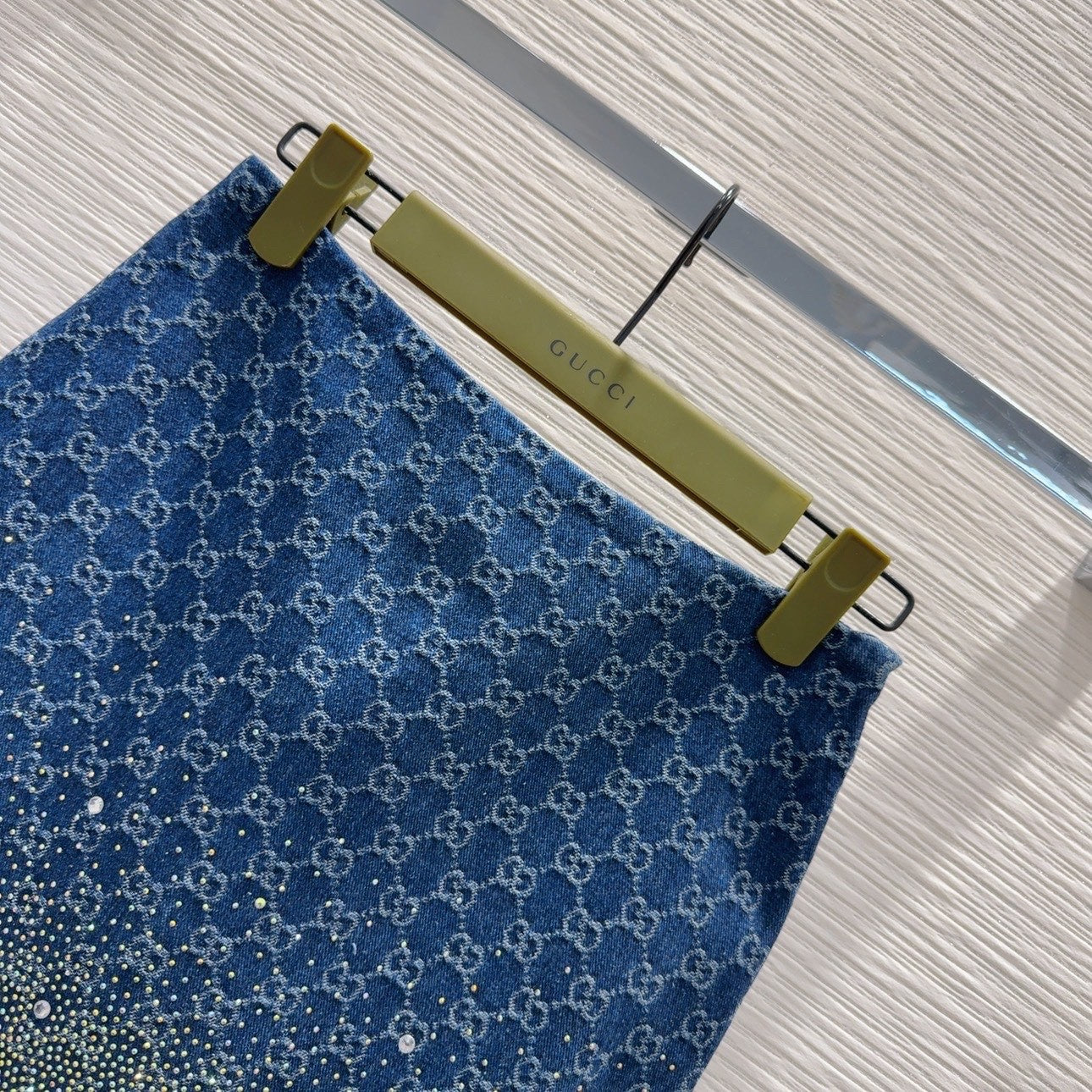 Denim Mini Skirt with Heat - Set Rhinestones