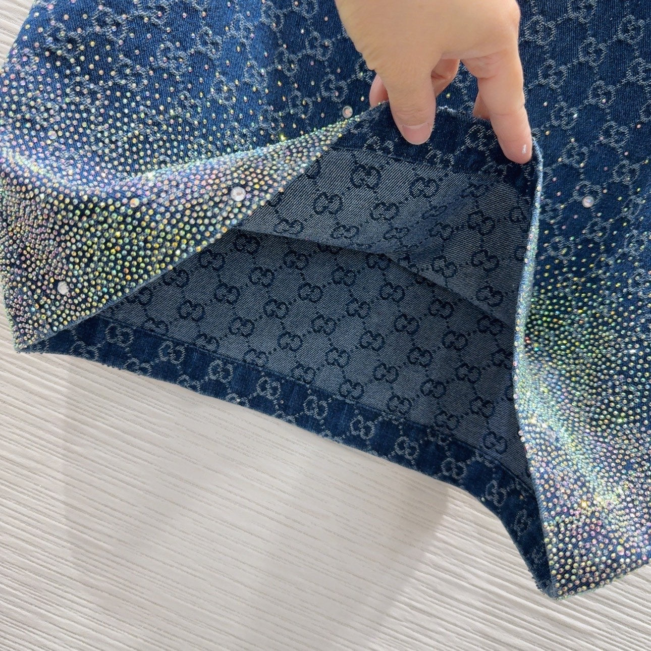 Denim Mini Skirt with Heat - Set Rhinestones