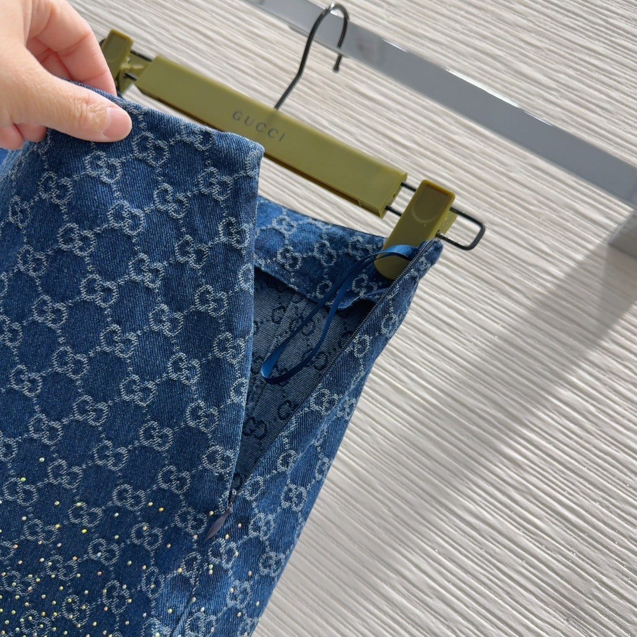 Denim Mini Skirt with Heat - Set Rhinestones