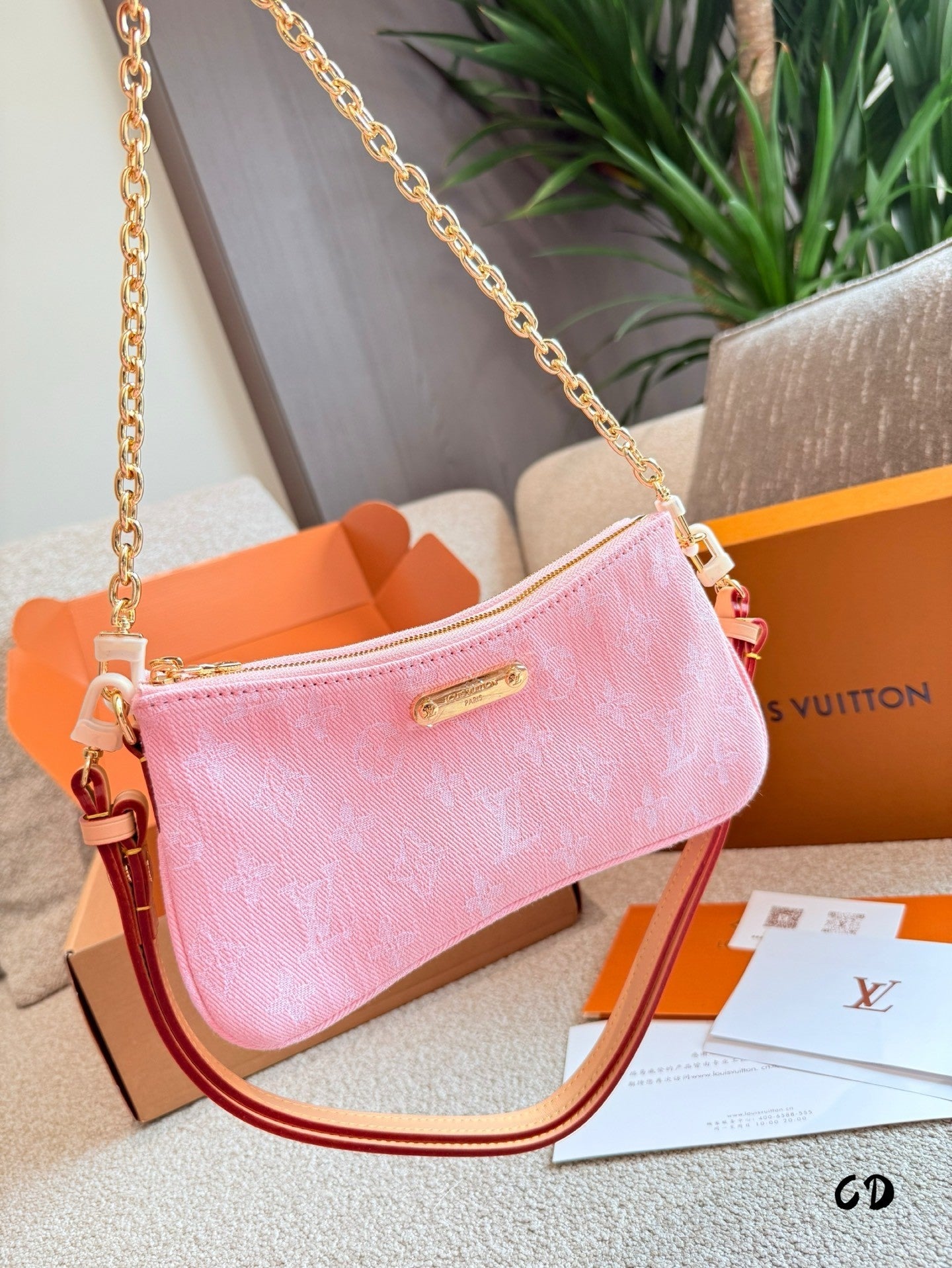 Pink Mahjong  style Double zipper Armpit Bag