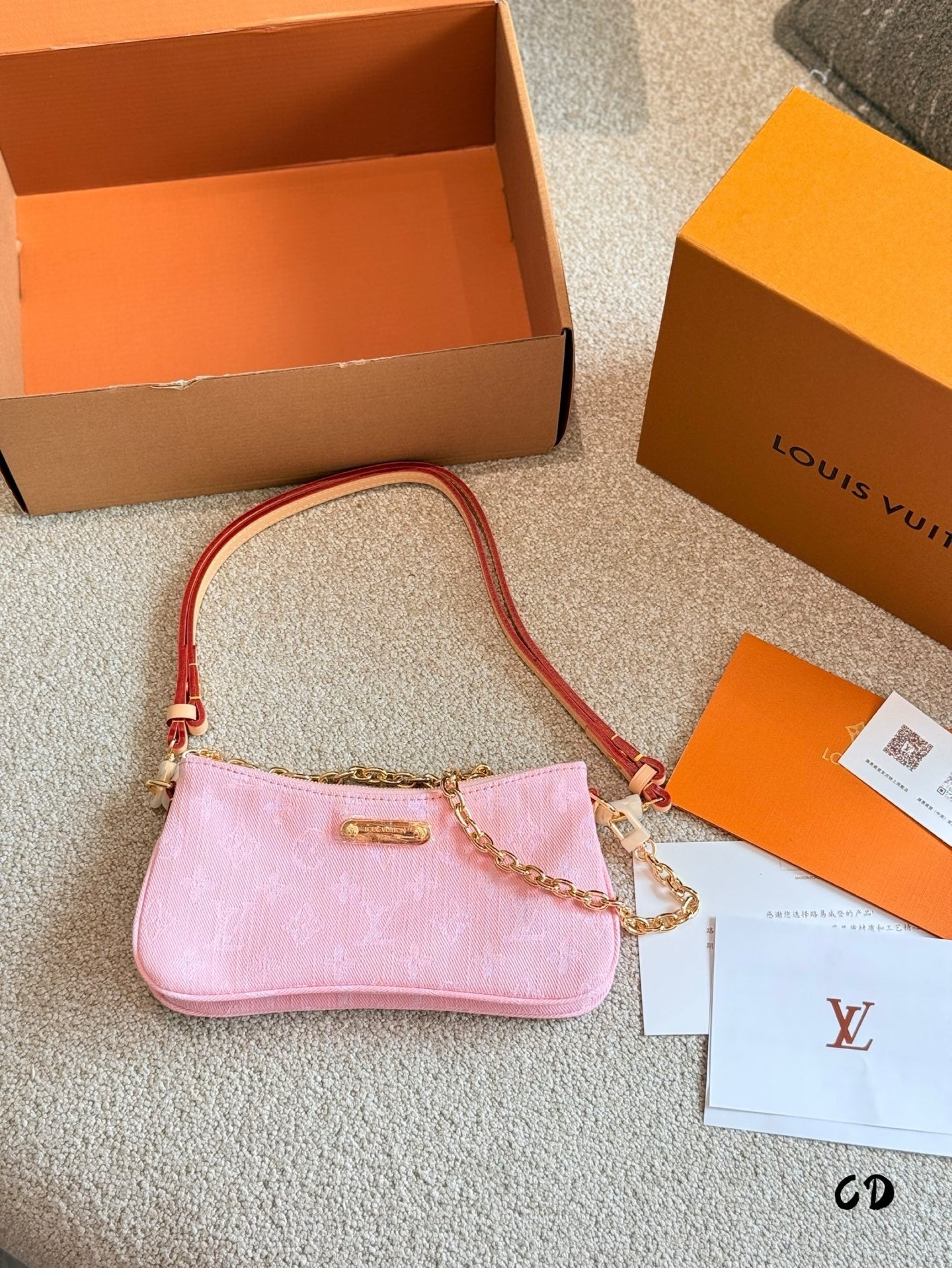 Pink Mahjong  style Double zipper Armpit Bag