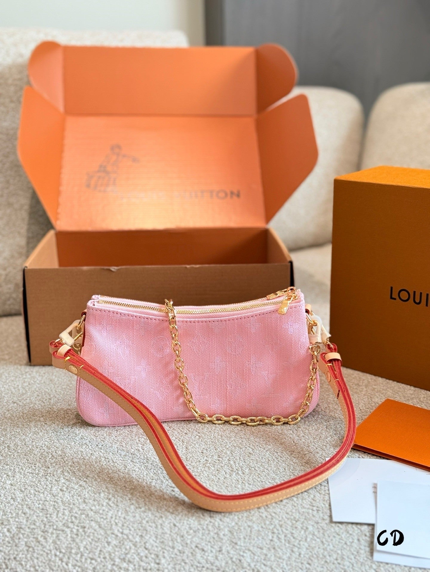 Pink Mahjong  style Double zipper Armpit Bag