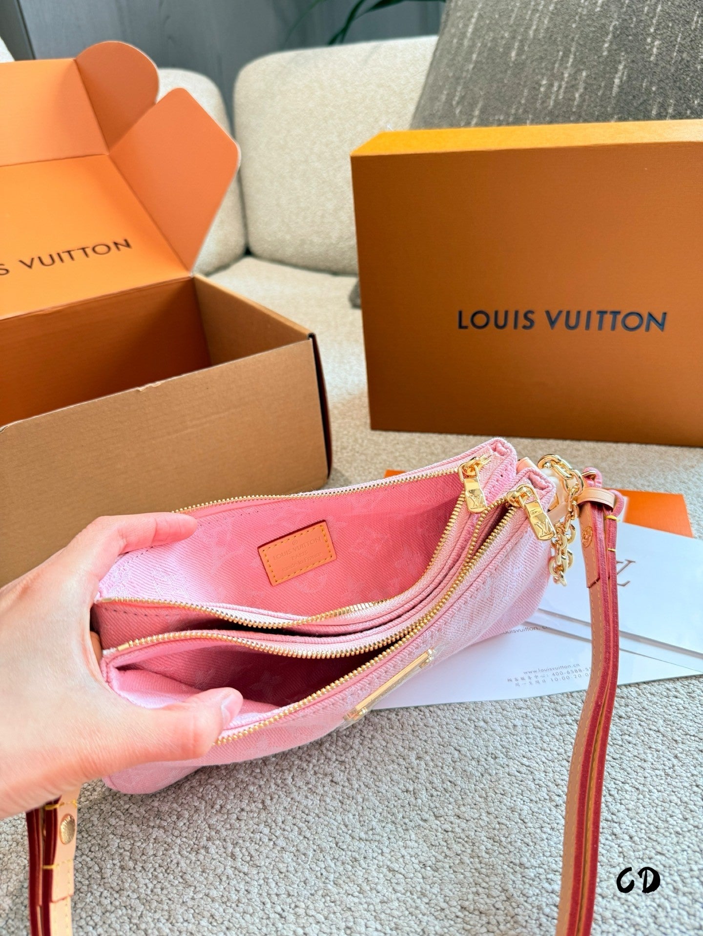 Pink Mahjong  style Double zipper Armpit Bag