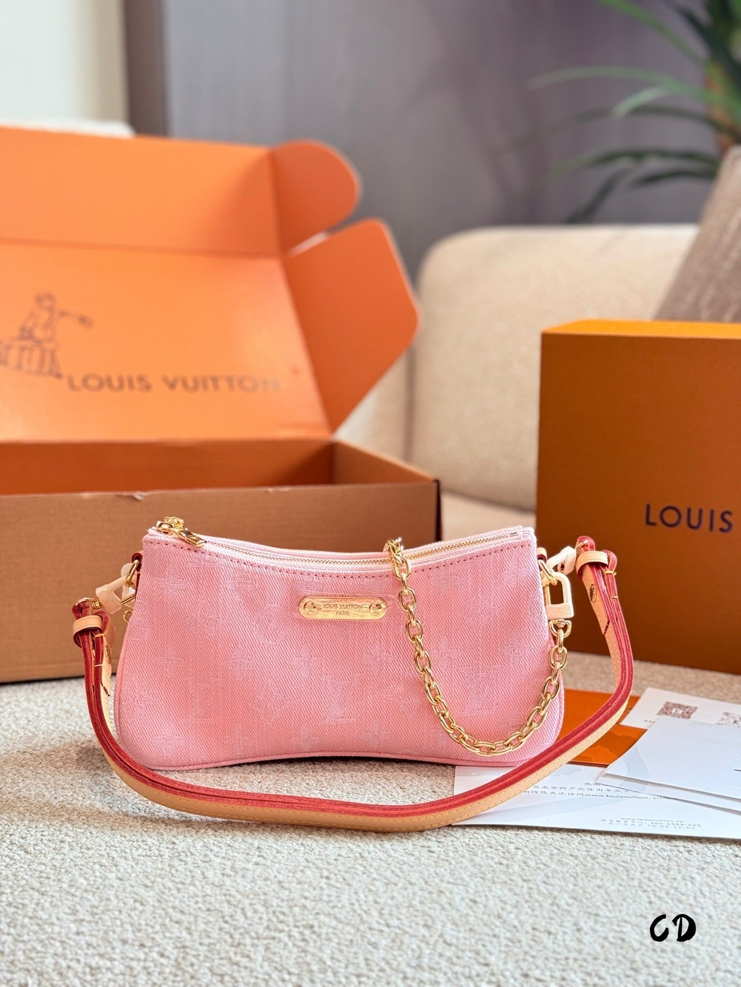 Pink Mahjong  style Double zipper Armpit Bag