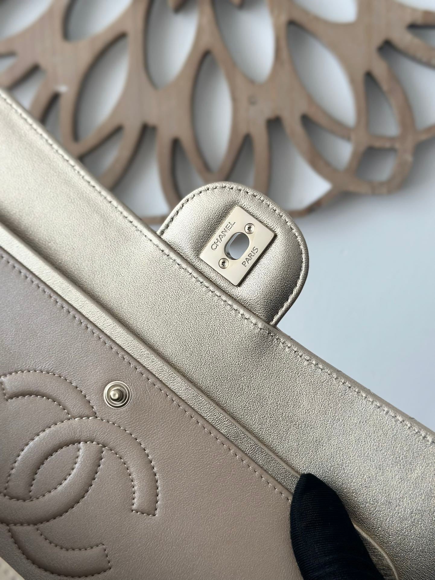 The classic Champagne Gold Chain Flap Bag in new pearlescent colors