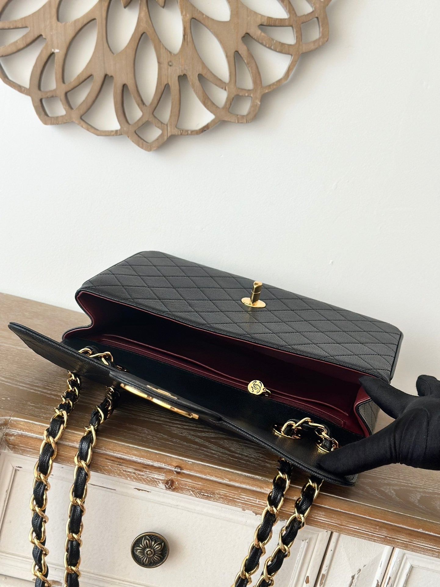 Black lambskin Quilted Flap Chain Bag