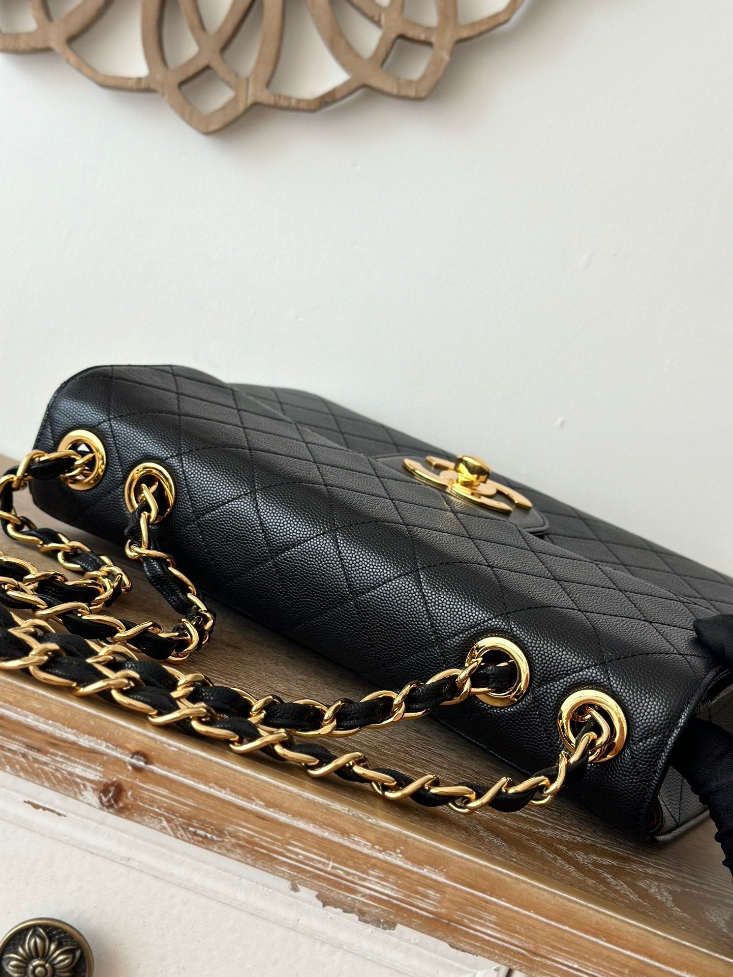 Black lambskin Quilted Flap Chain Bag