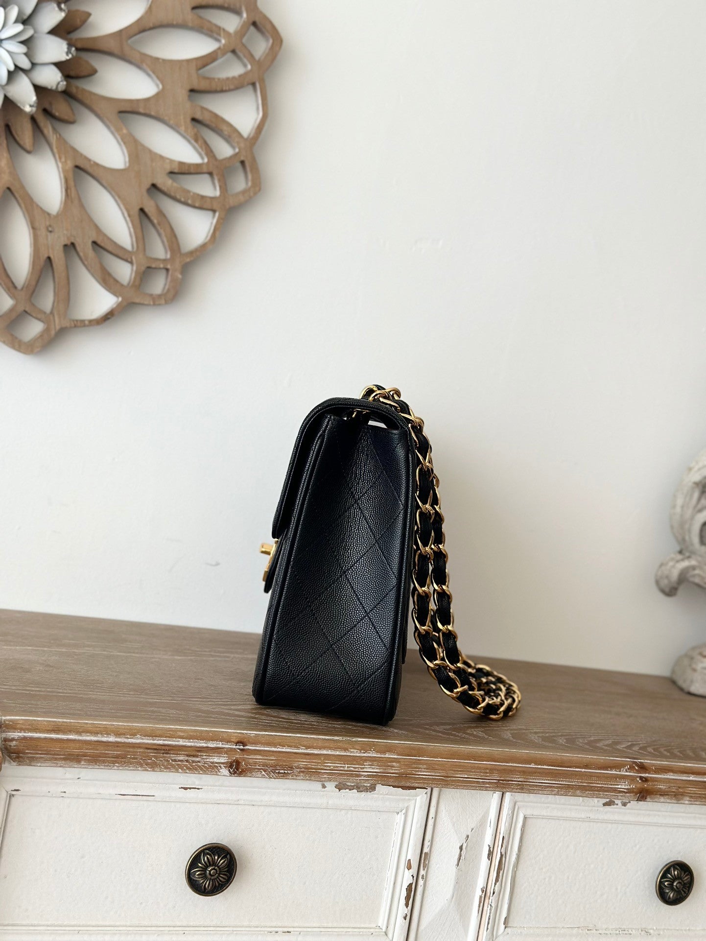 Black lambskin Quilted Flap Chain Bag