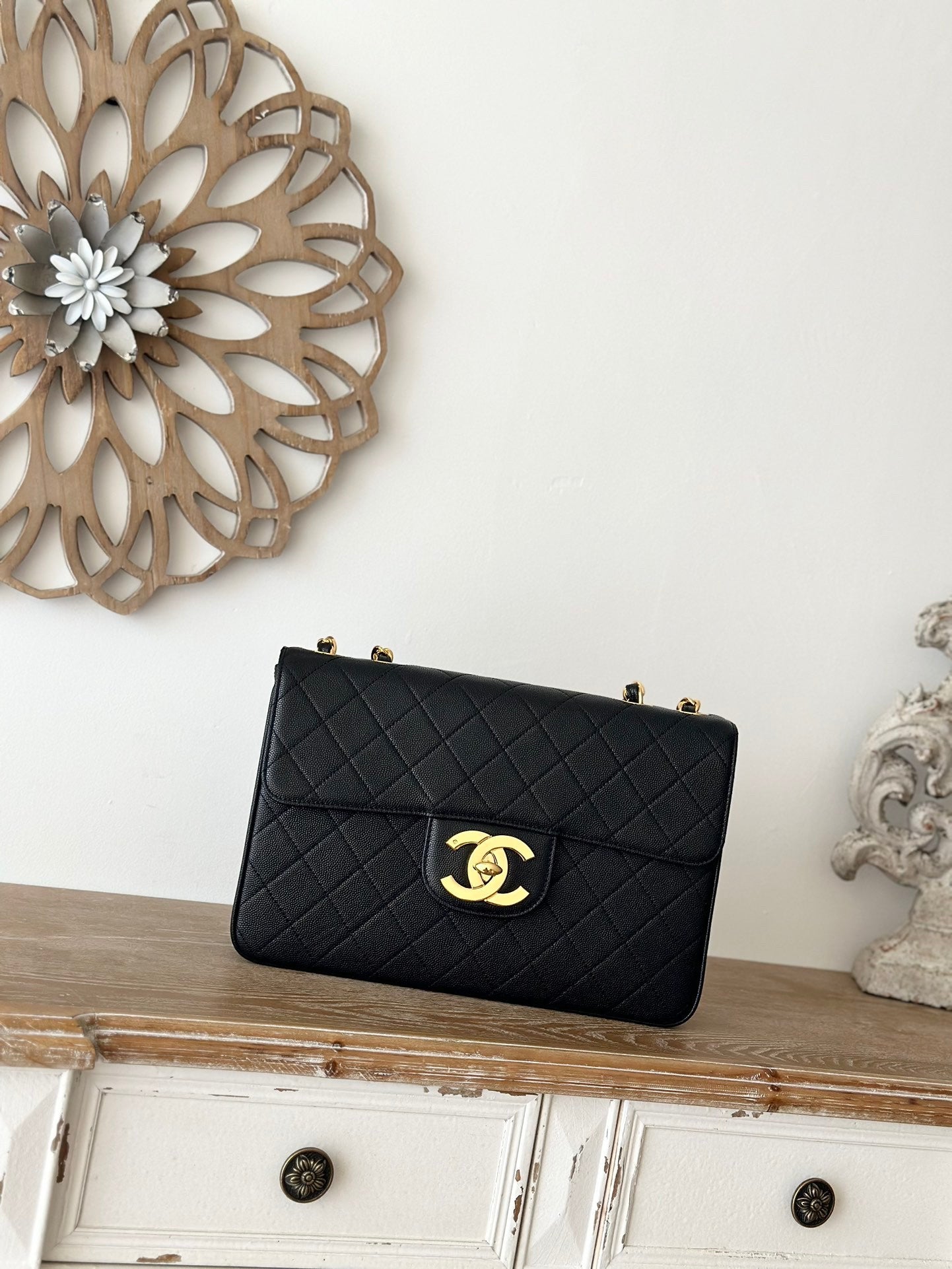 Black lambskin Quilted Flap Chain Bag