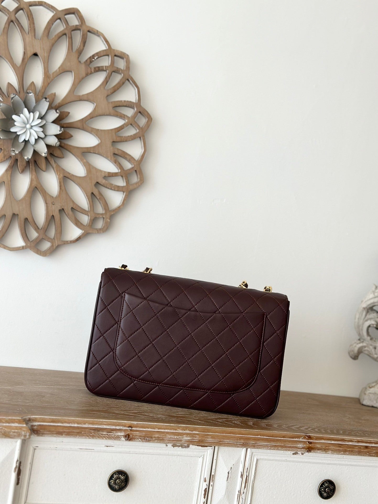 brown lambskin Quilted Flap Chain Bag