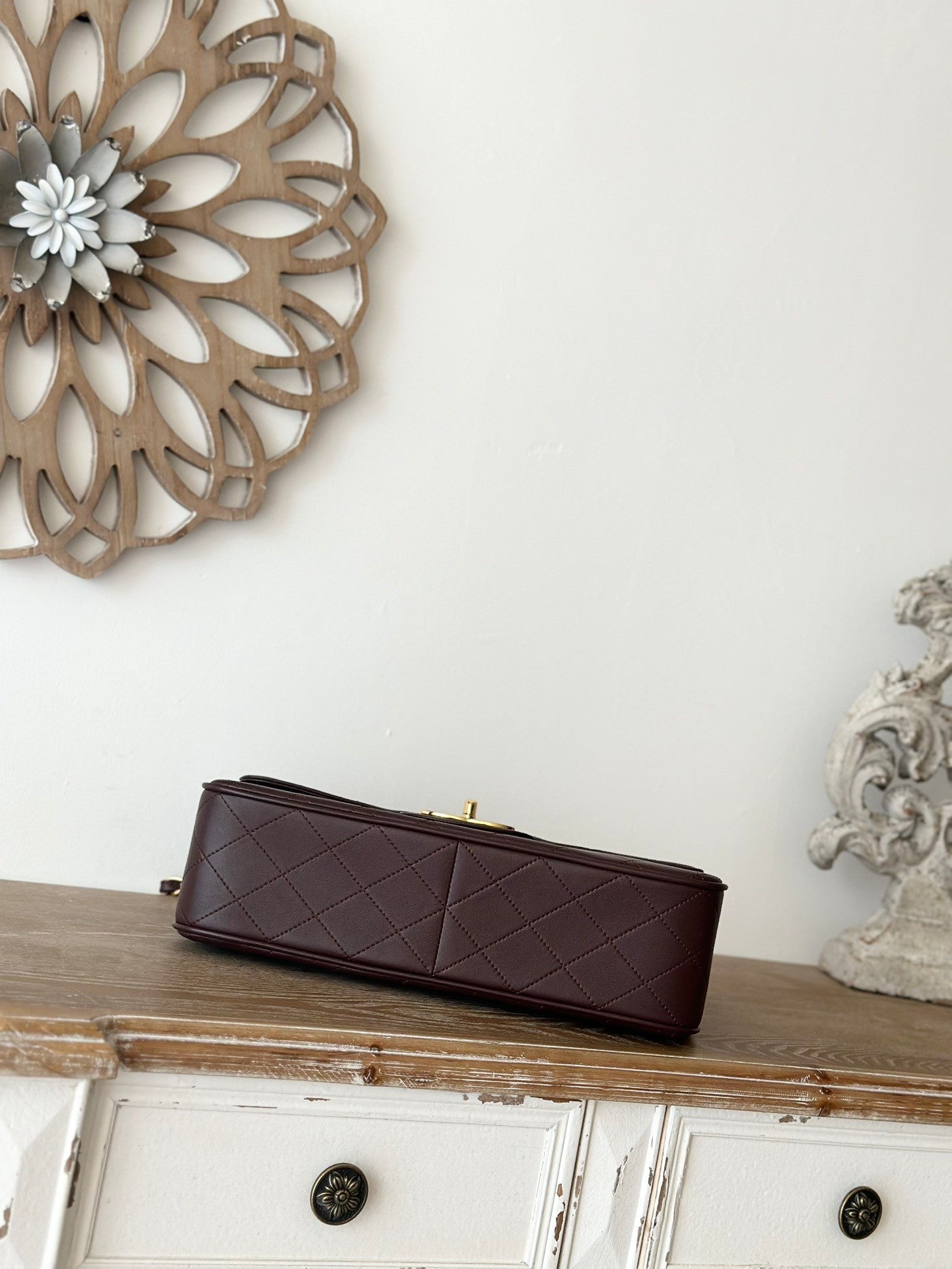 brown lambskin Quilted Flap Chain Bag