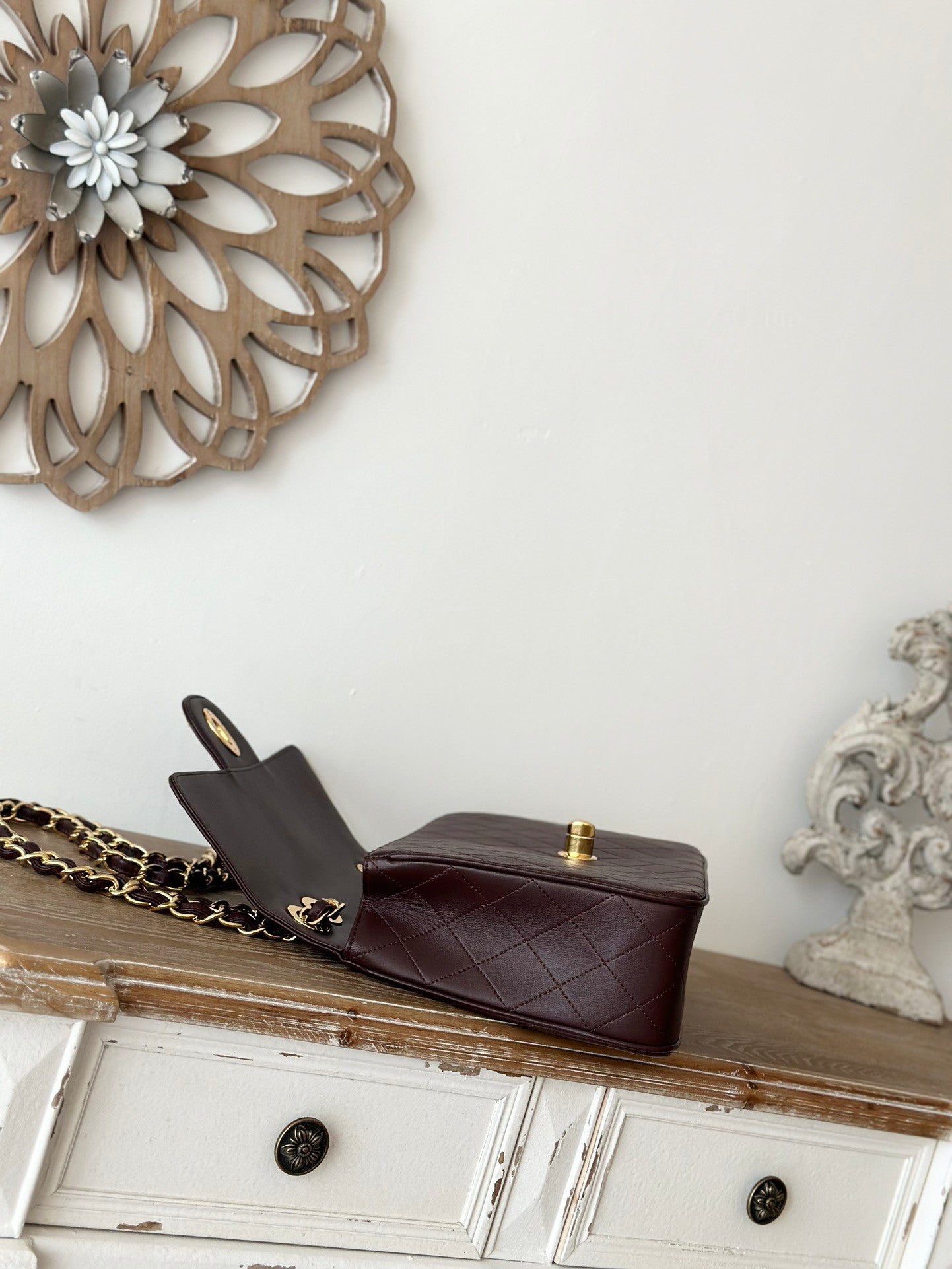 brown lambskin Quilted Flap Chain Bag