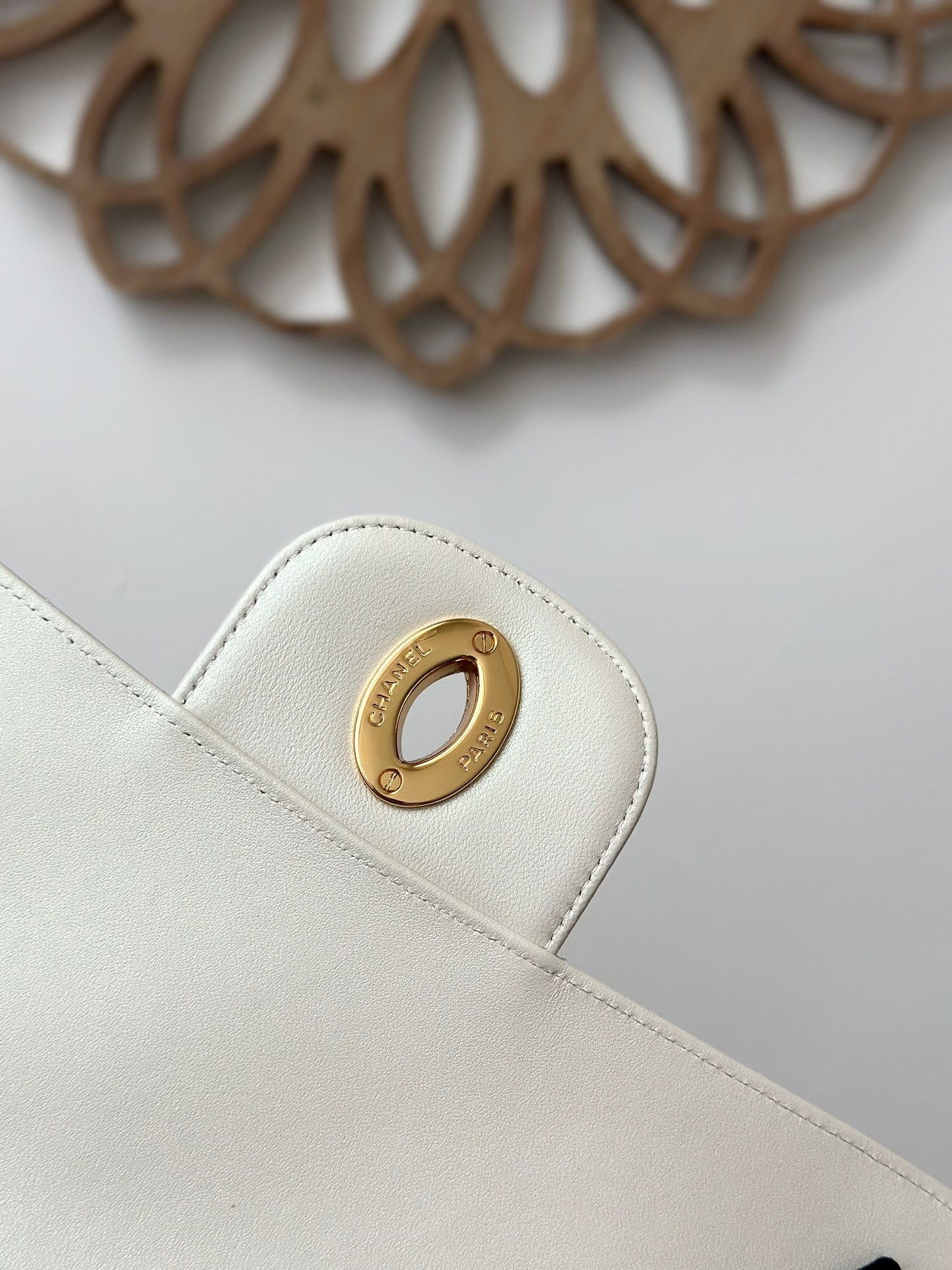 White lambskin Quilted Flap Chain Bag