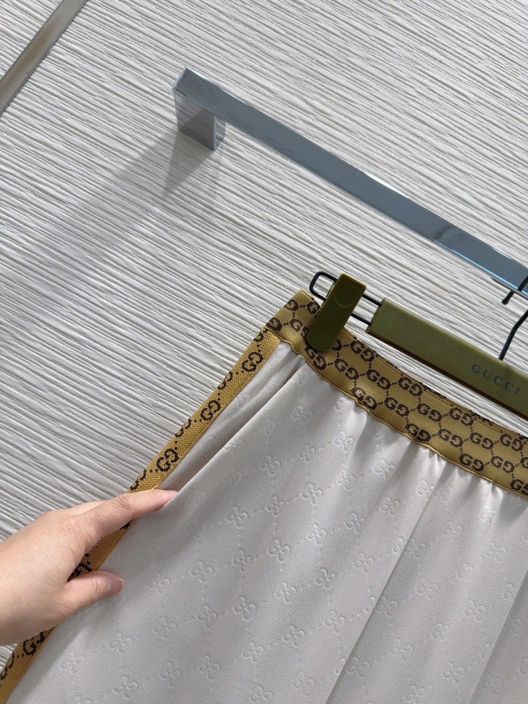 White Jacquard Webbing Printed Trousers