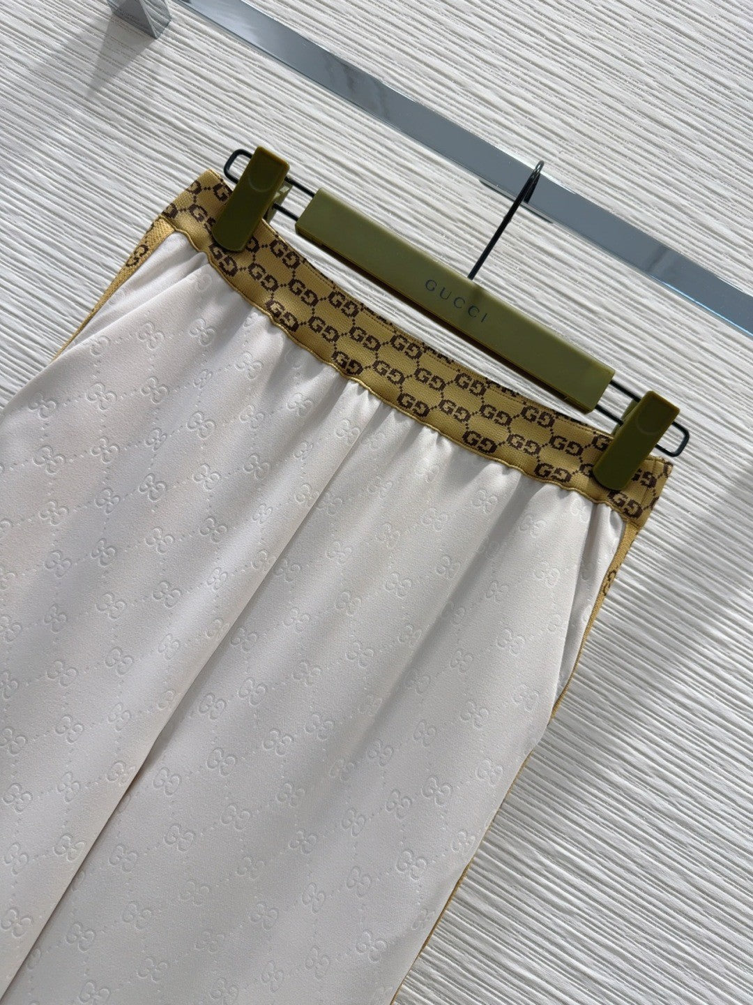 White Jacquard Webbing Printed Trousers