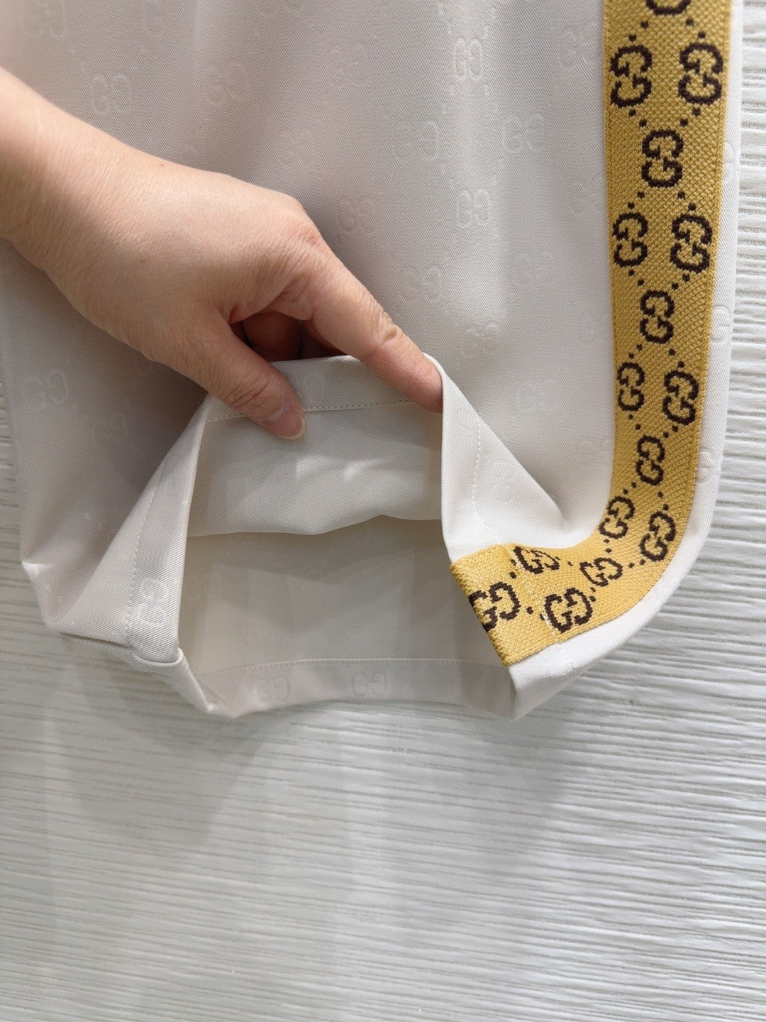 White Jacquard Webbing Printed Trousers