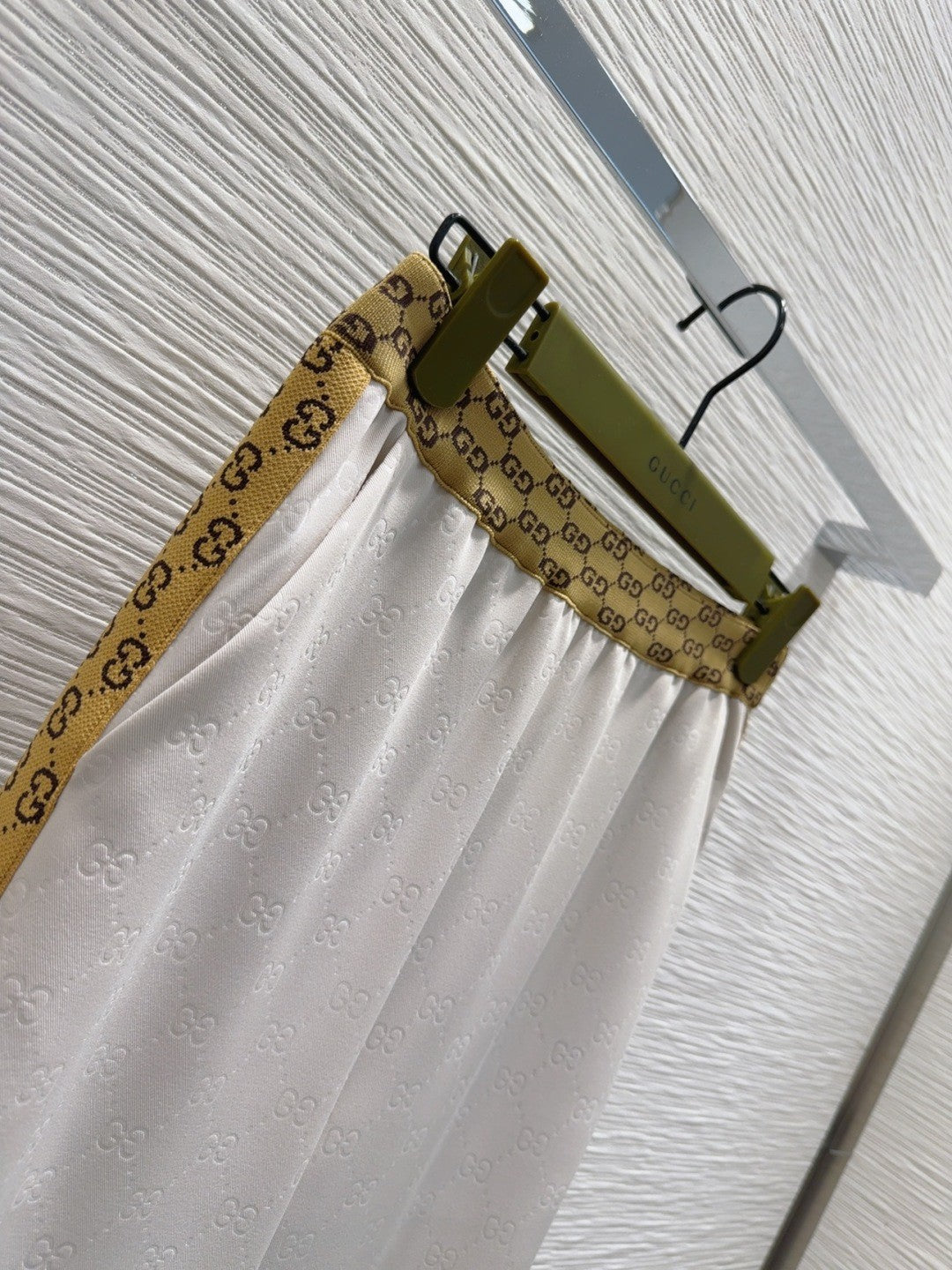 White Jacquard Webbing Printed Trousers