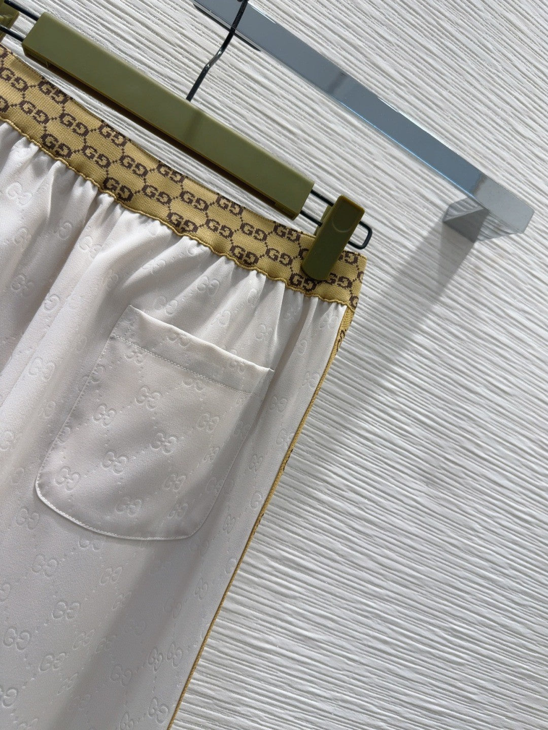 White Jacquard Webbing Printed Trousers