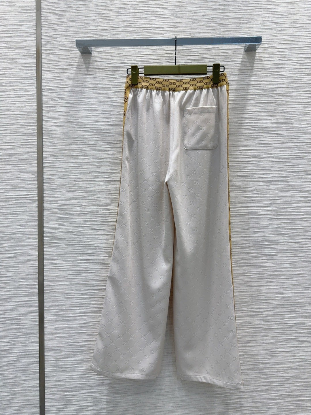 White Jacquard Webbing Printed Trousers