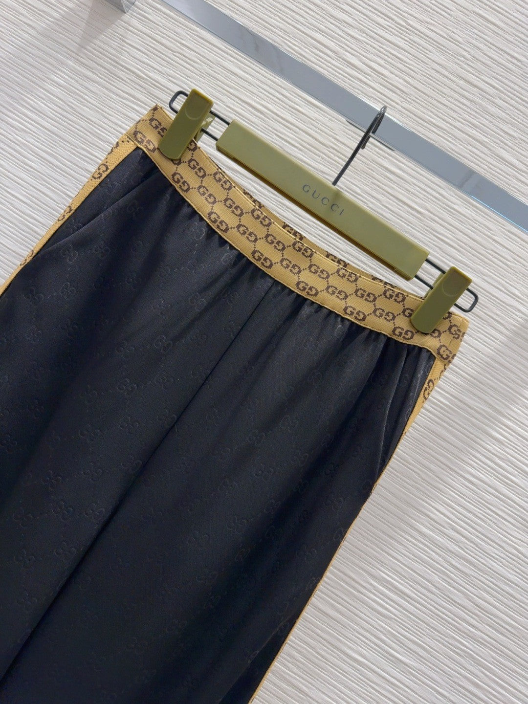 Black Jacquard Webbing Printed Trousers