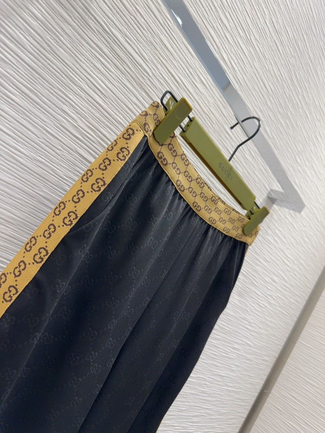 Black Jacquard Webbing Printed Trousers