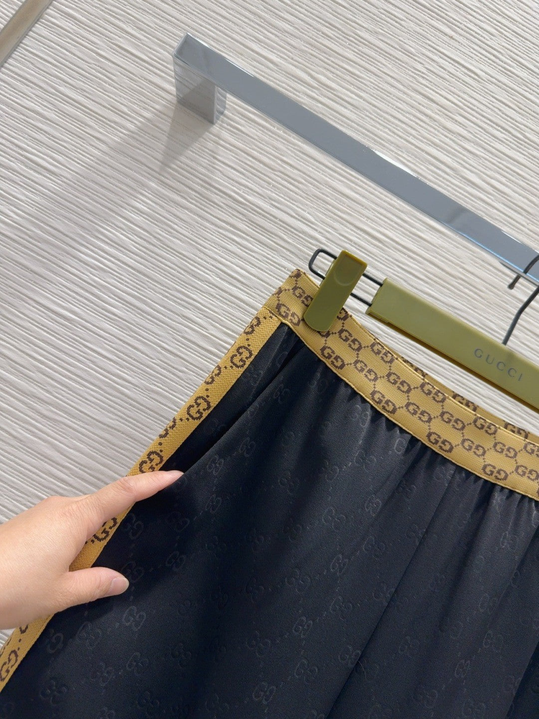 Black Jacquard Webbing Printed Trousers