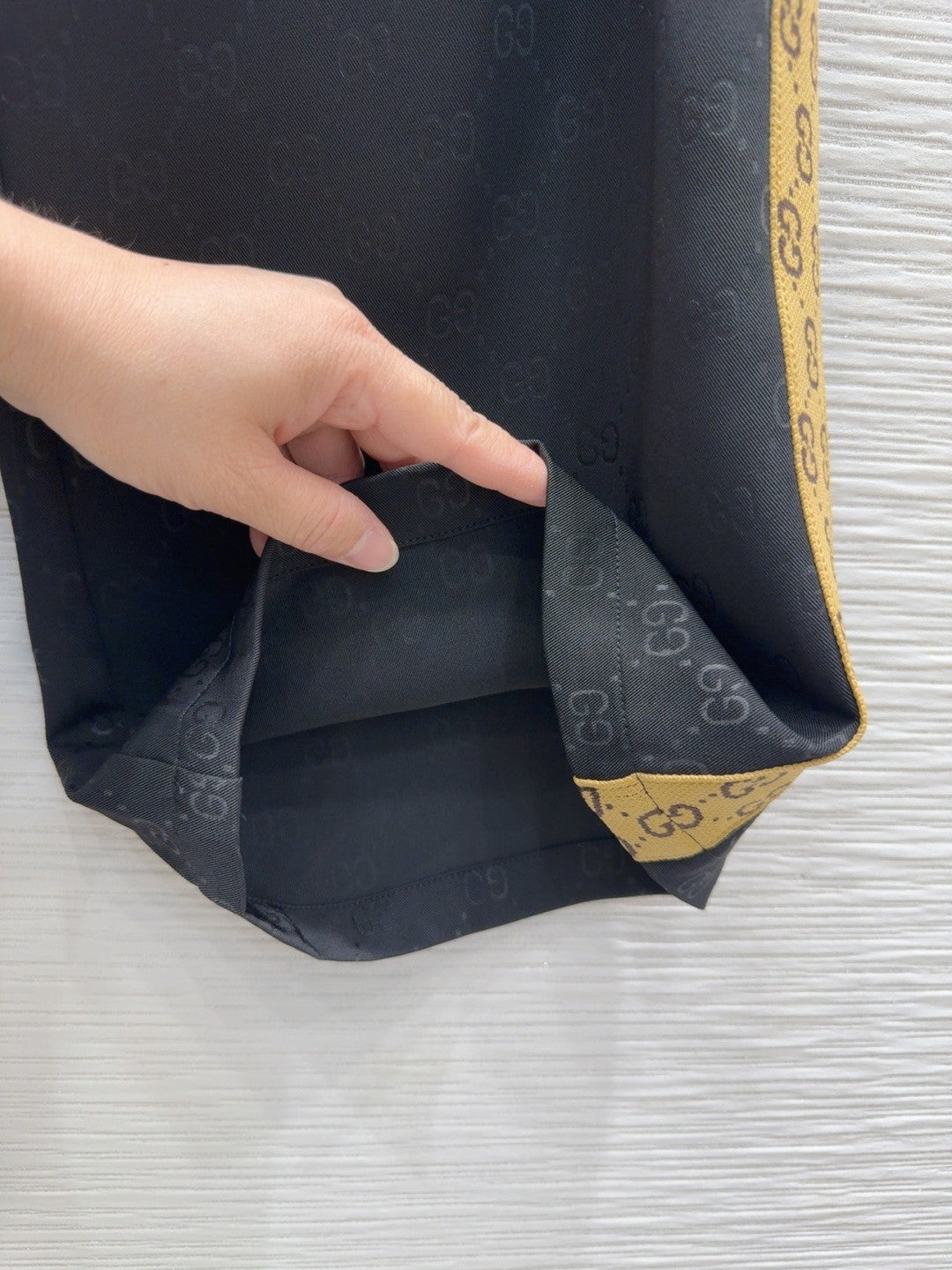 Black Jacquard Webbing Printed Trousers