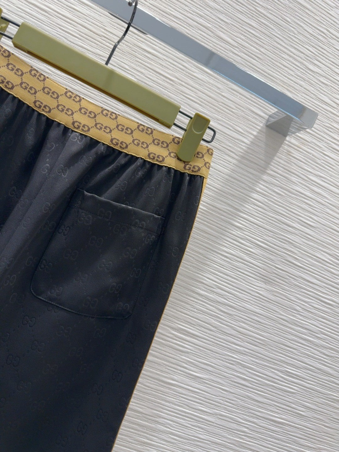 Black Jacquard Webbing Printed Trousers