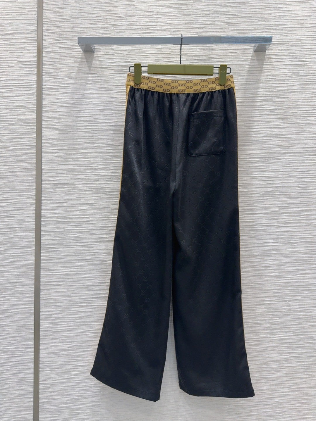 Black Jacquard Webbing Printed Trousers