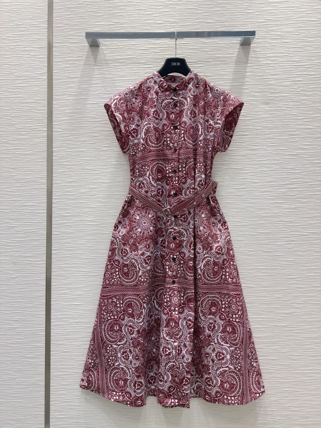 Burgundy Patterned Cotton Dress
