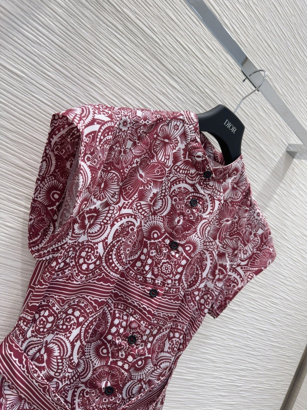 Burgundy Patterned Cotton Dress