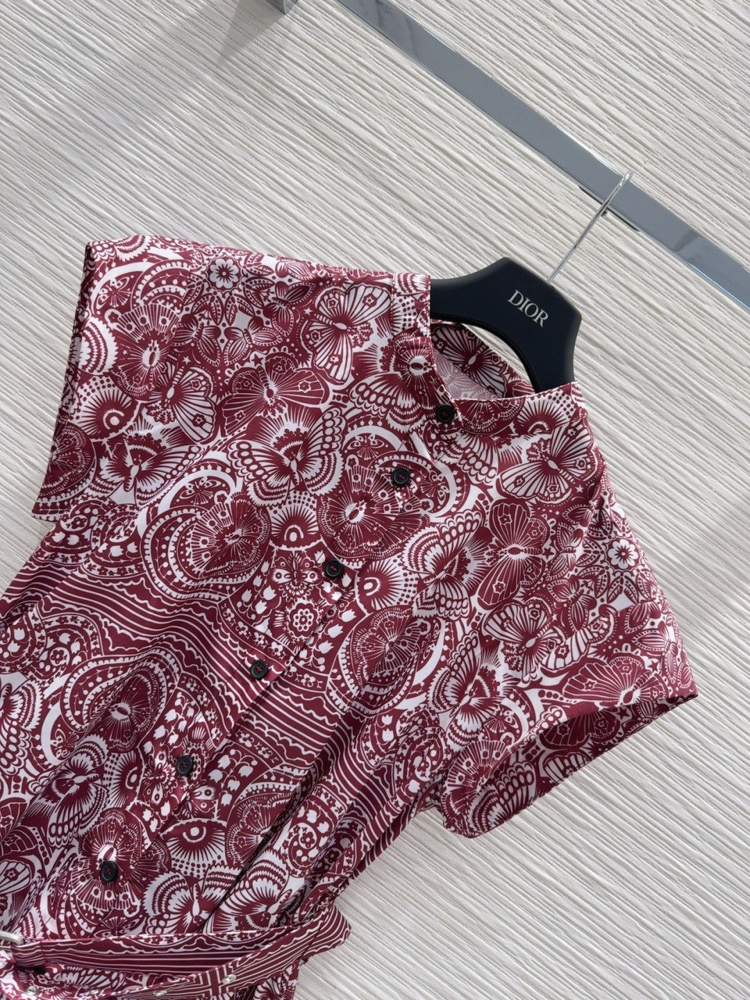 Burgundy Patterned Cotton Dress