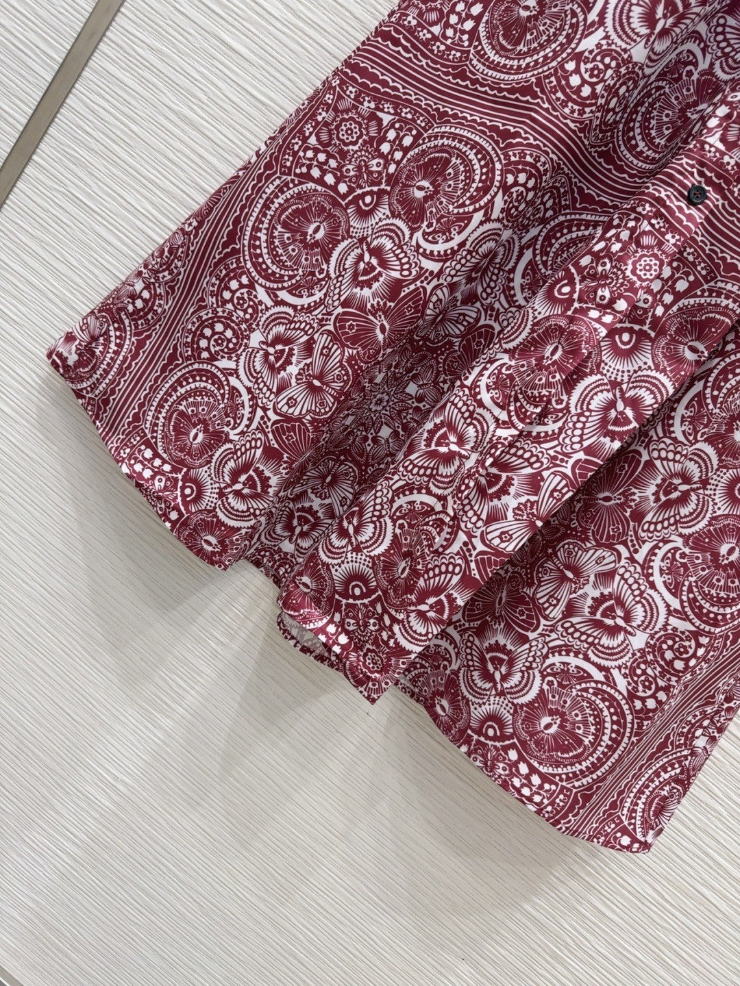 Burgundy Patterned Cotton Dress