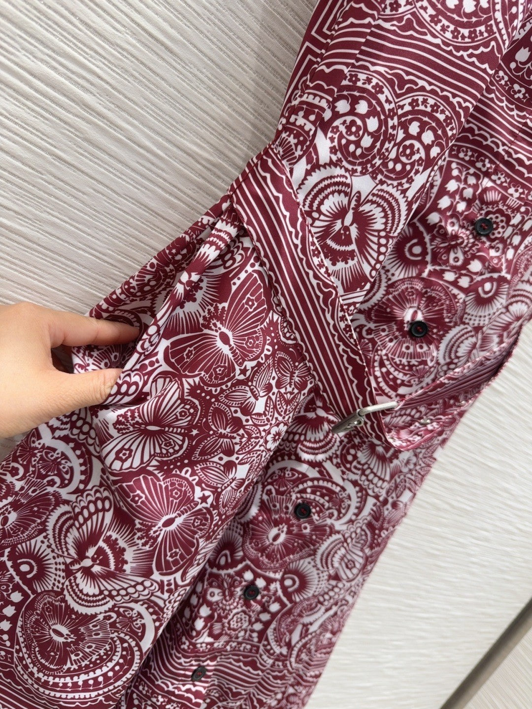 Burgundy Patterned Cotton Dress