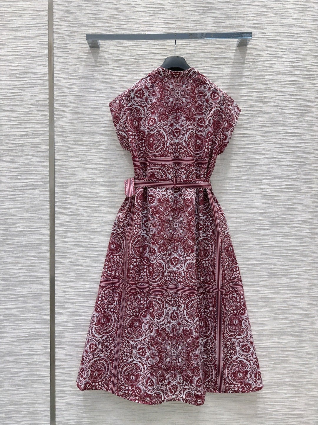 Burgundy Patterned Cotton Dress