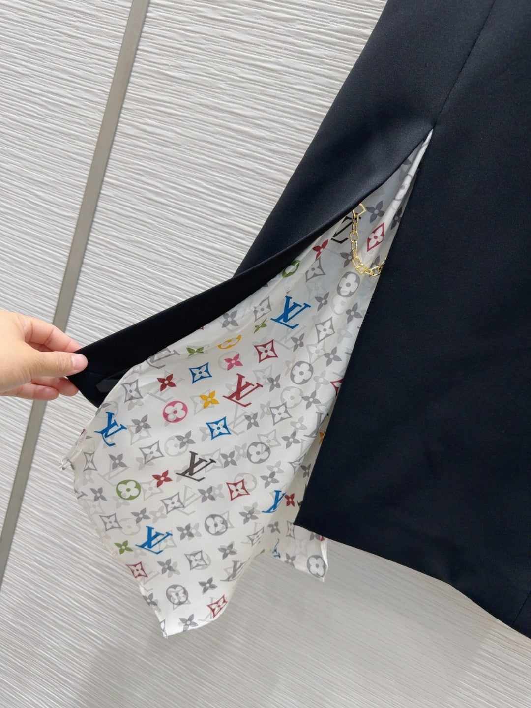 Black Paneled Acetate Dress