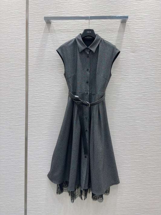 Grey Sleeveless Shirtdress