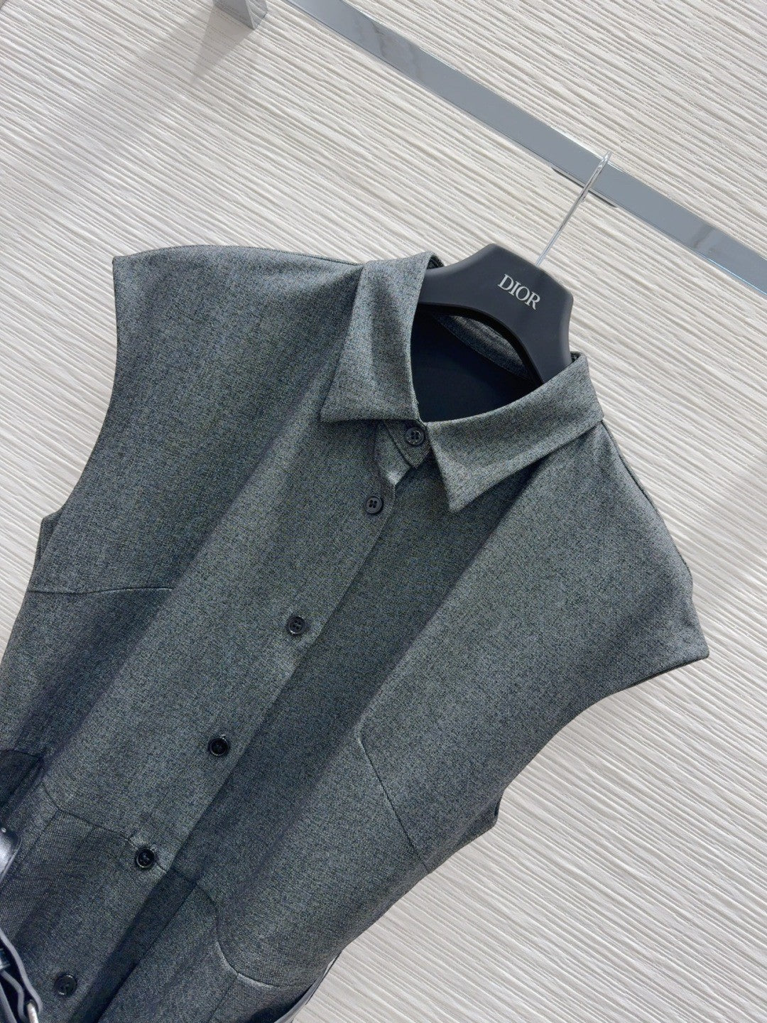 Grey Sleeveless Shirtdress