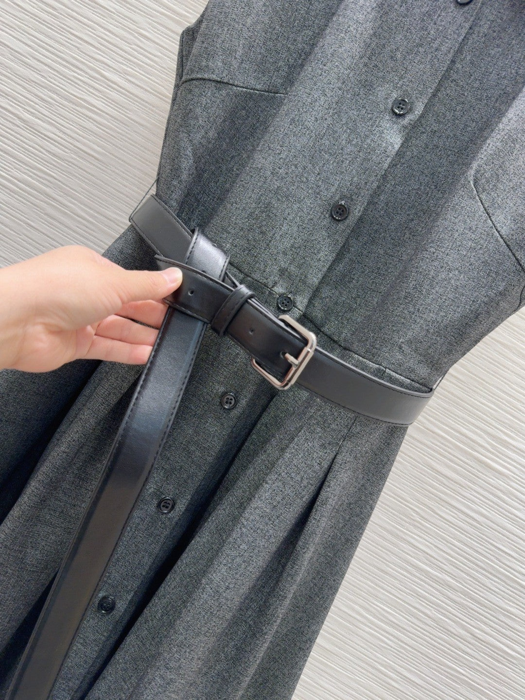 Grey Sleeveless Shirtdress