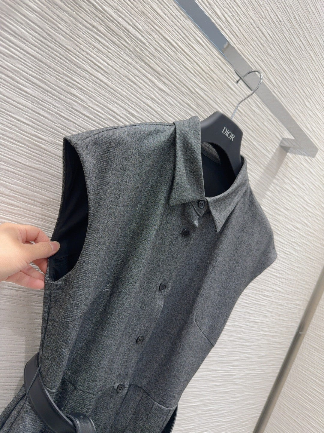 Grey Sleeveless Shirtdress