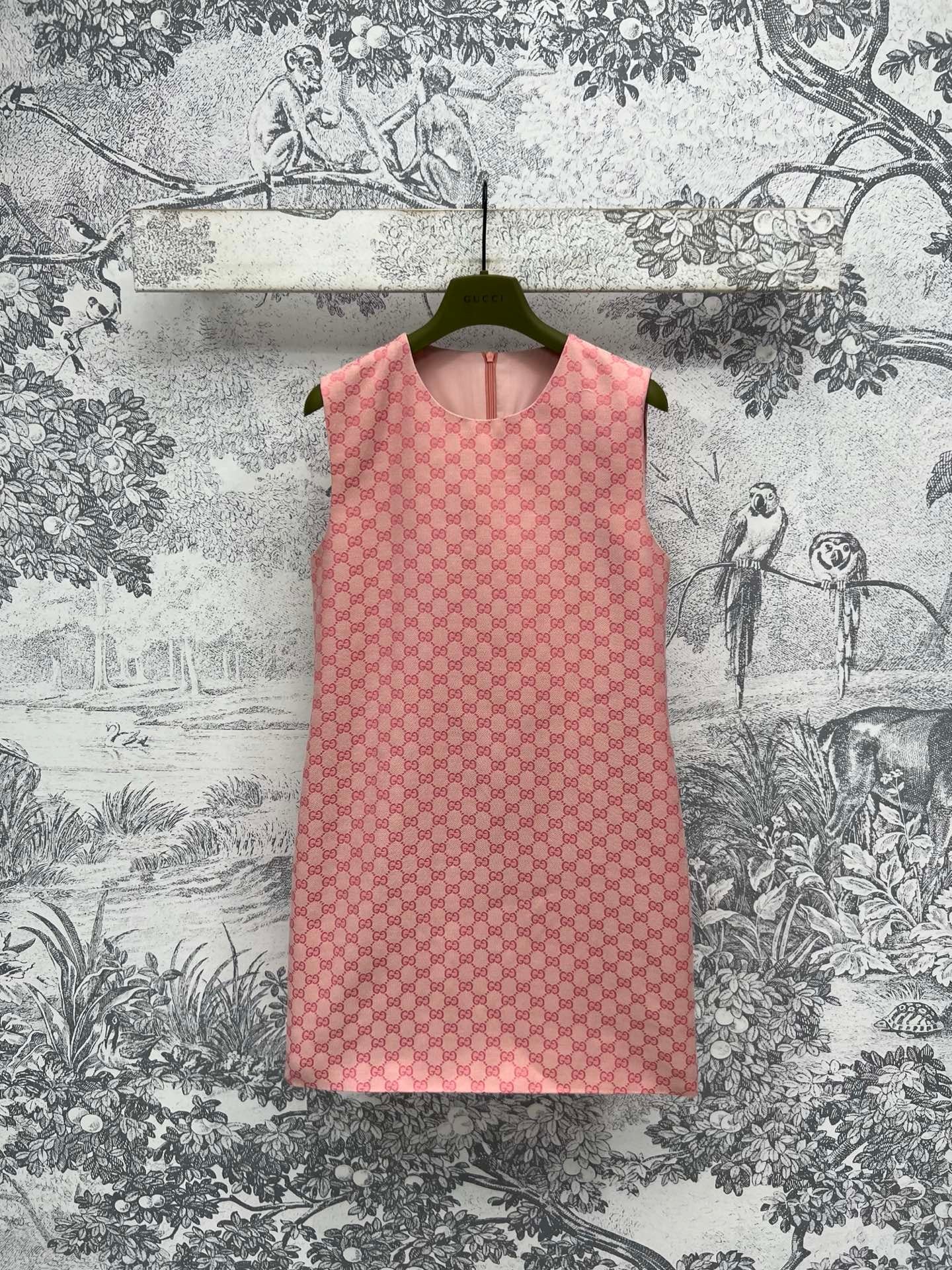 Pink double-G jacquard sleeveless straight tube dress