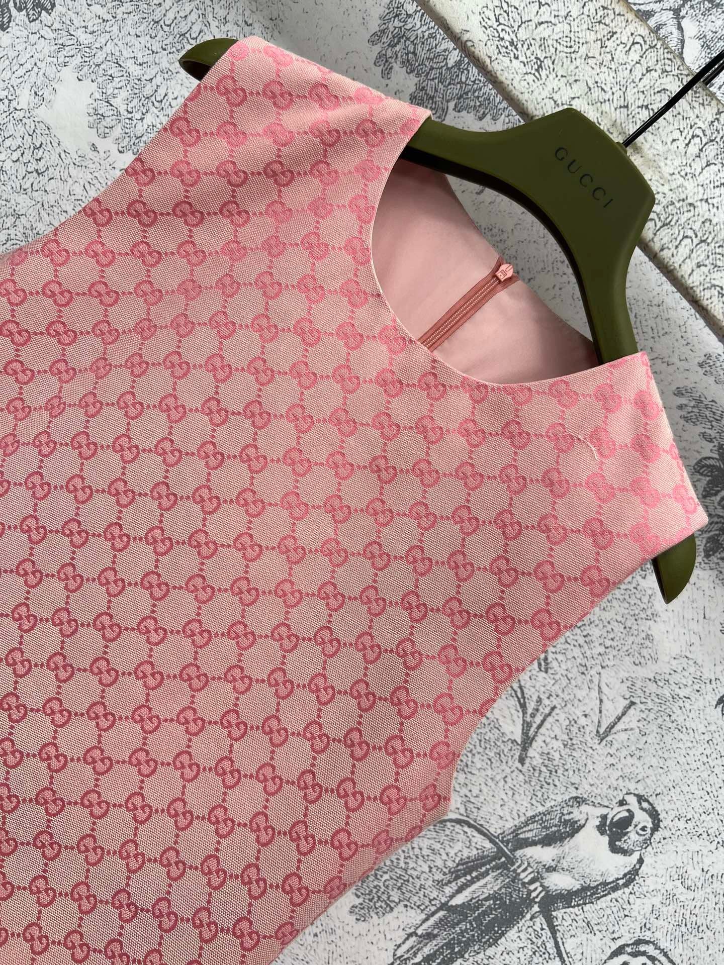 Pink double-G jacquard sleeveless straight tube dress