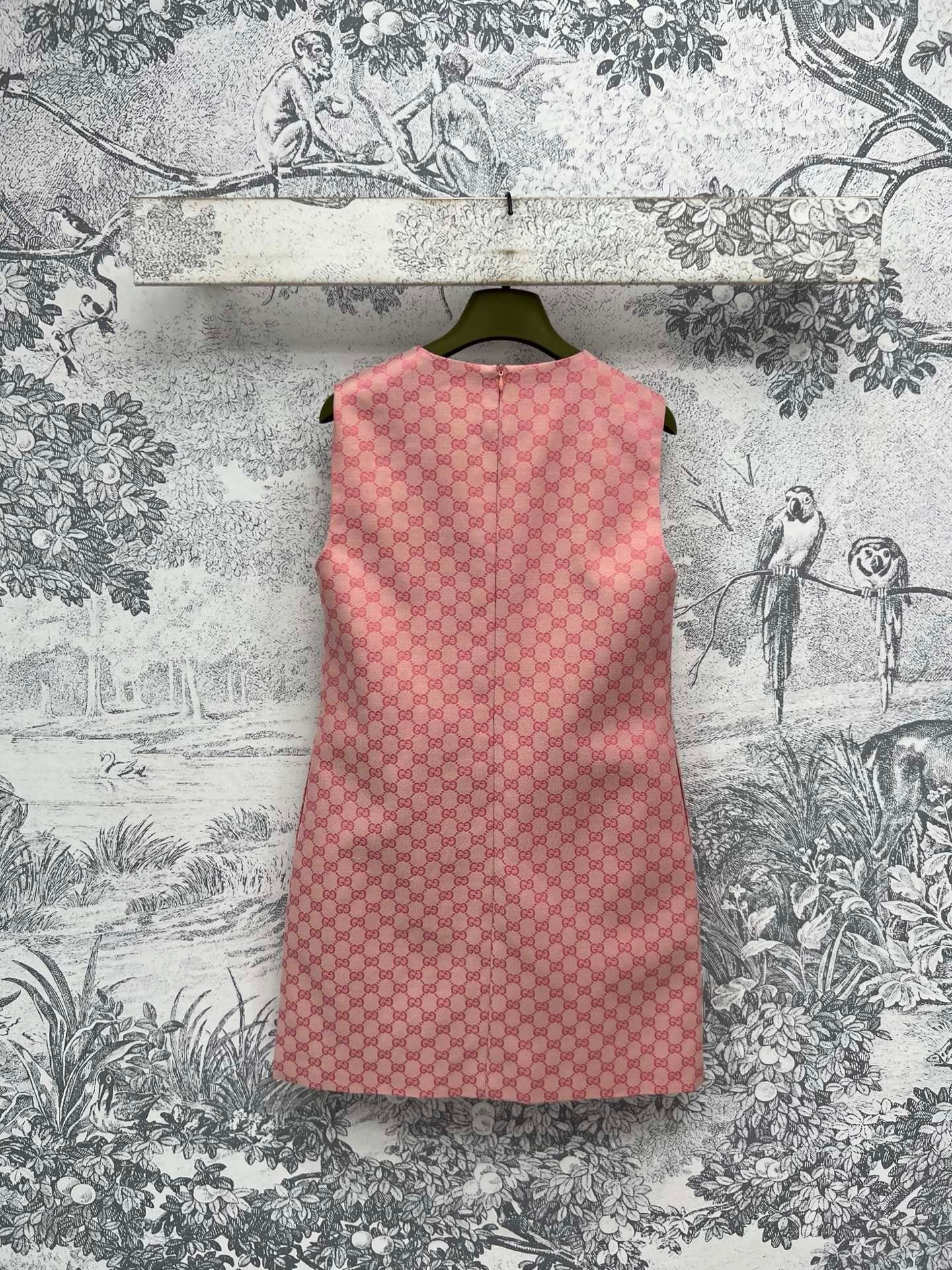 Pink double-G jacquard sleeveless straight tube dress