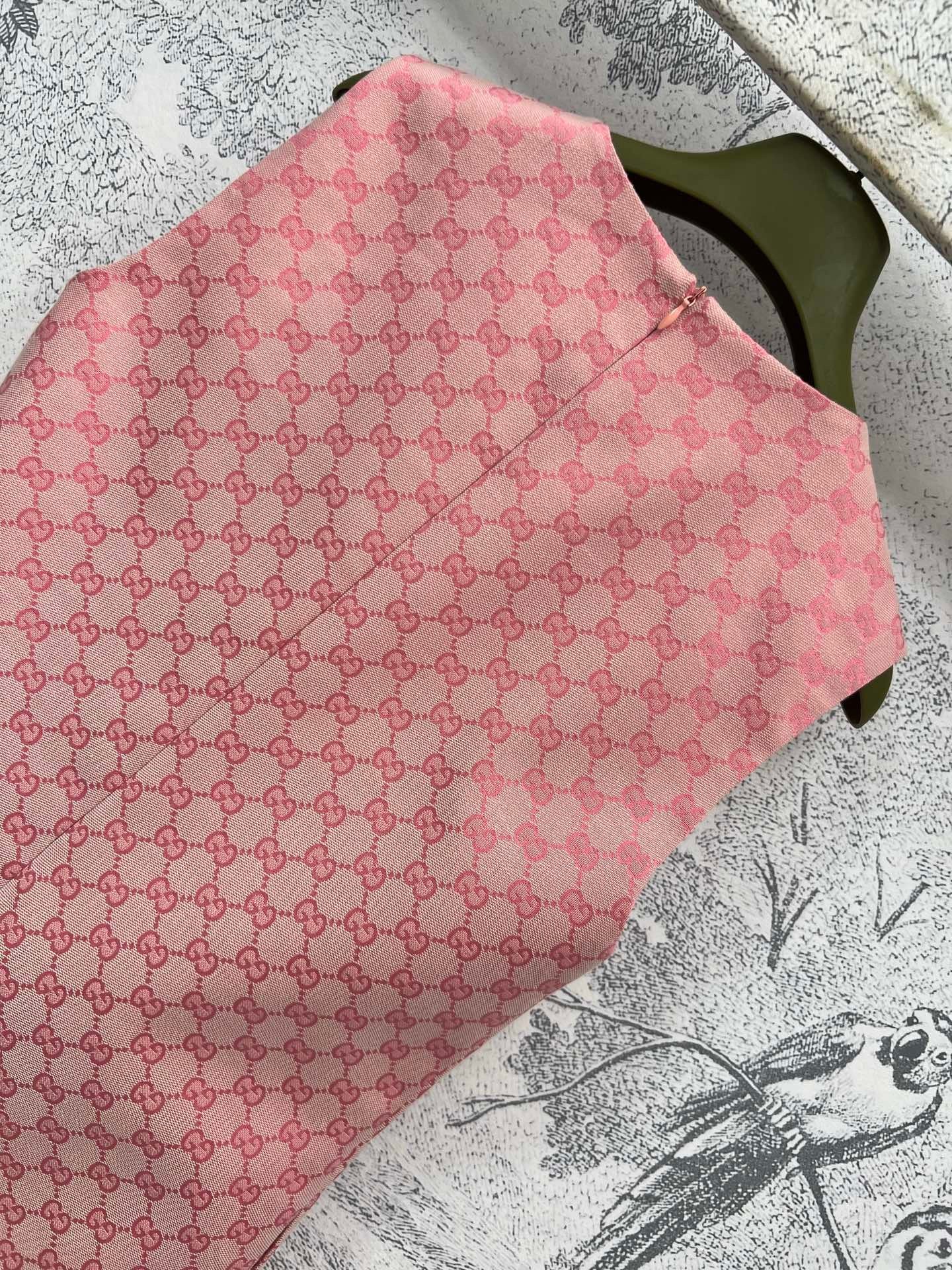 Pink double-G jacquard sleeveless straight tube dress