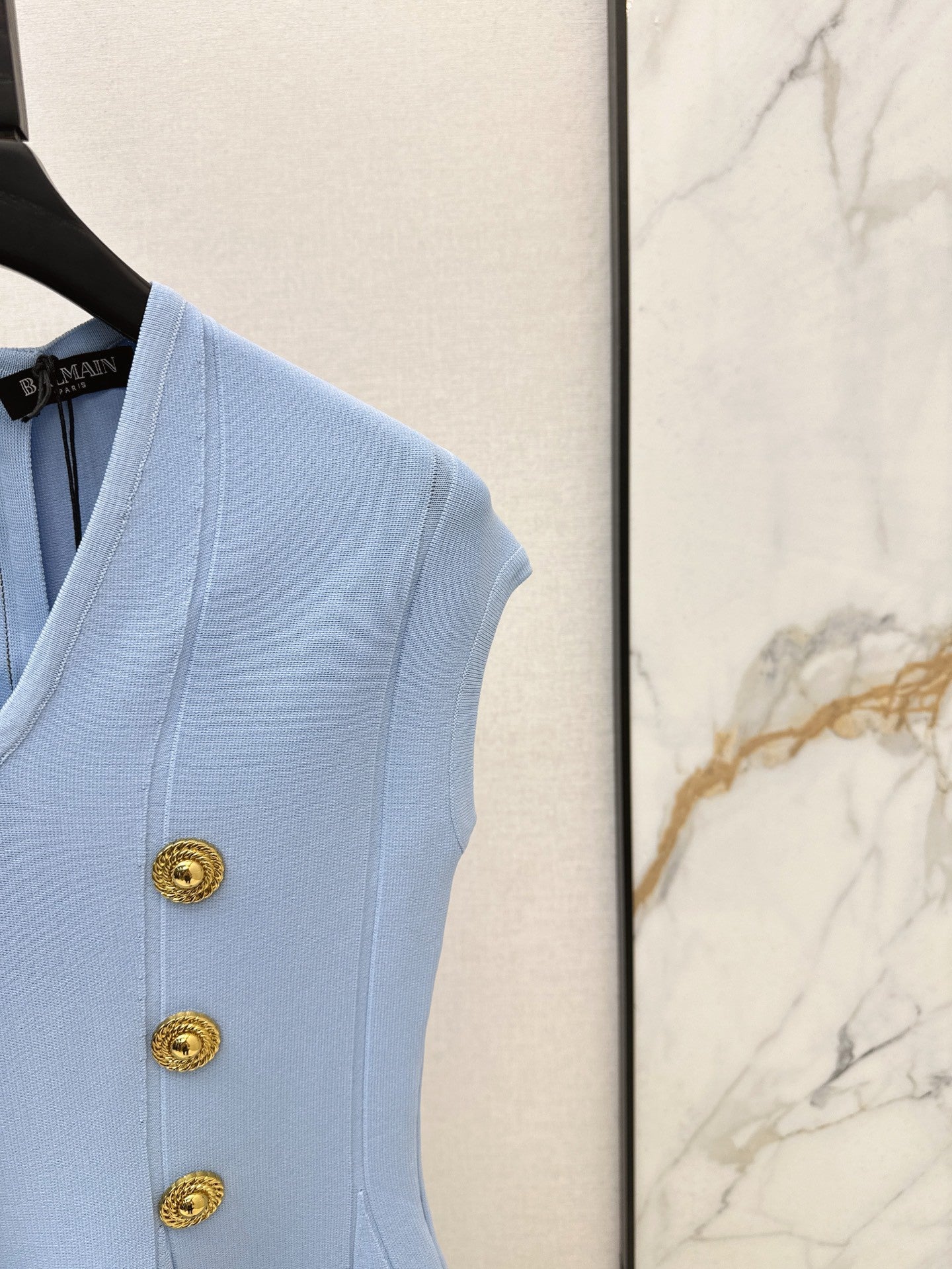 Light Blue Sleeveless V - neck Dress