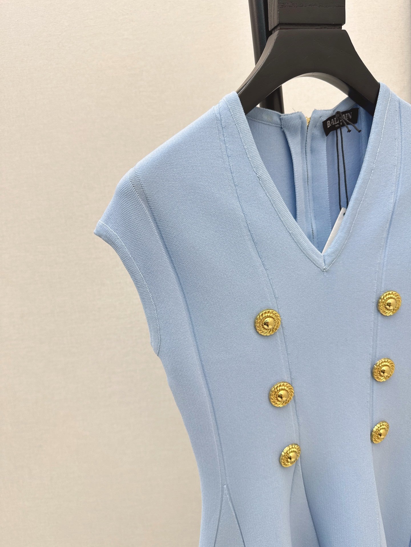 Light Blue Sleeveless V - neck Dress