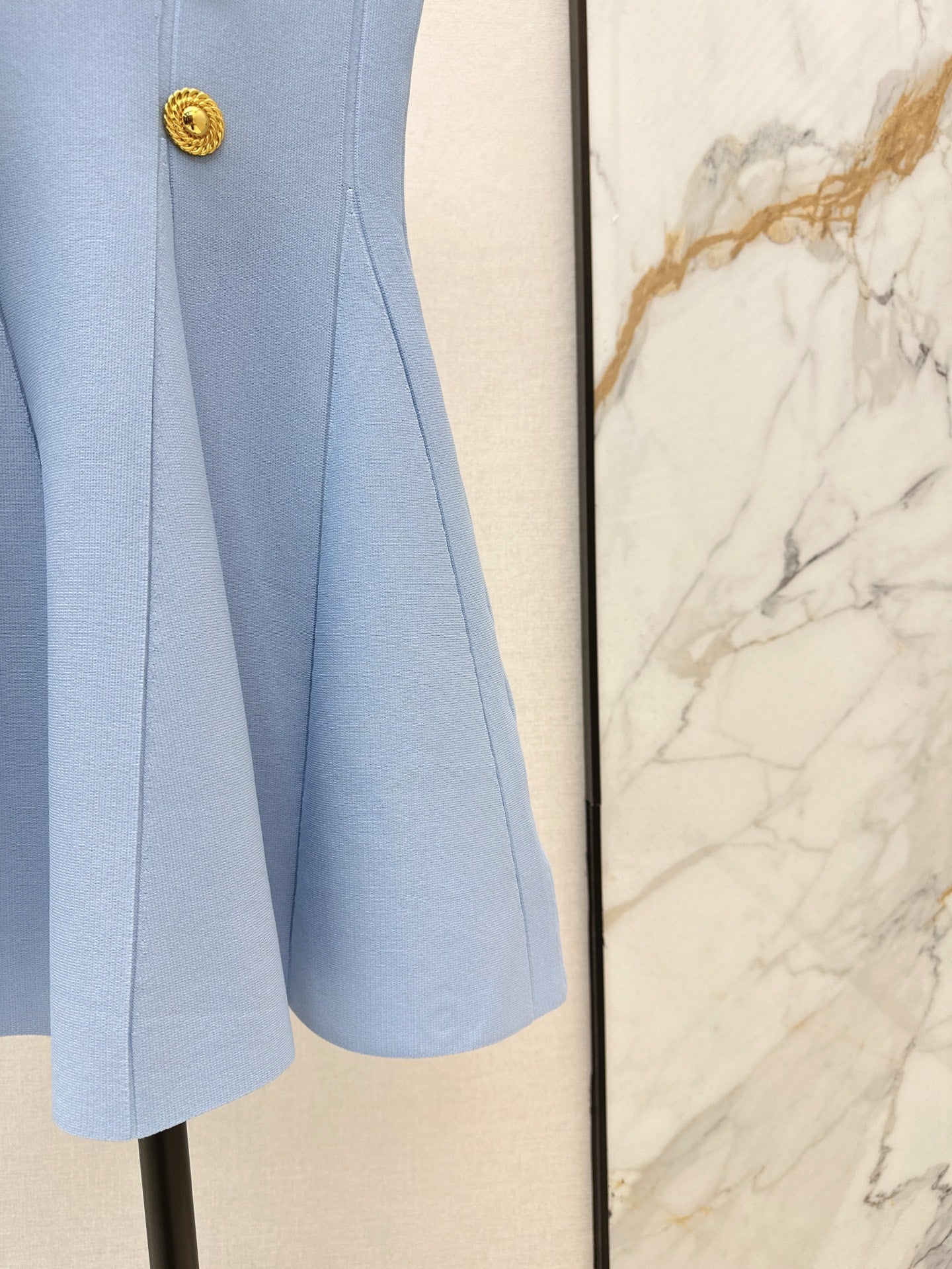 Light Blue Sleeveless V - neck Dress