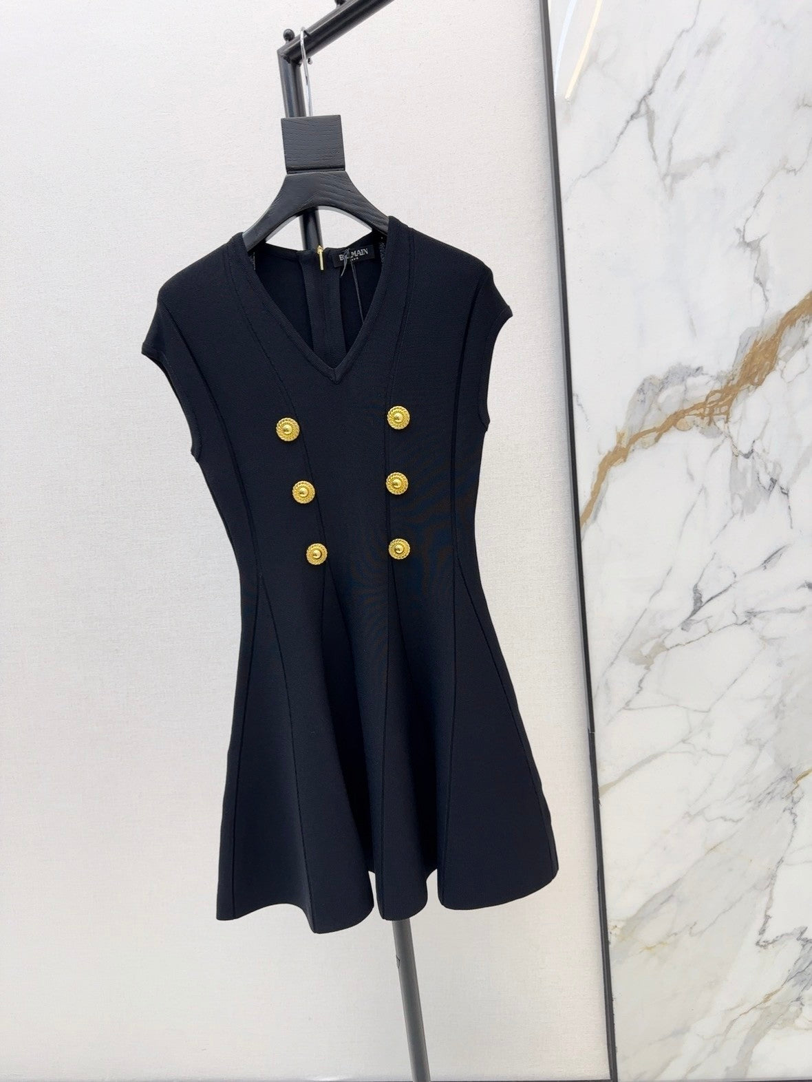 Black Sleeveless V - neck Dress