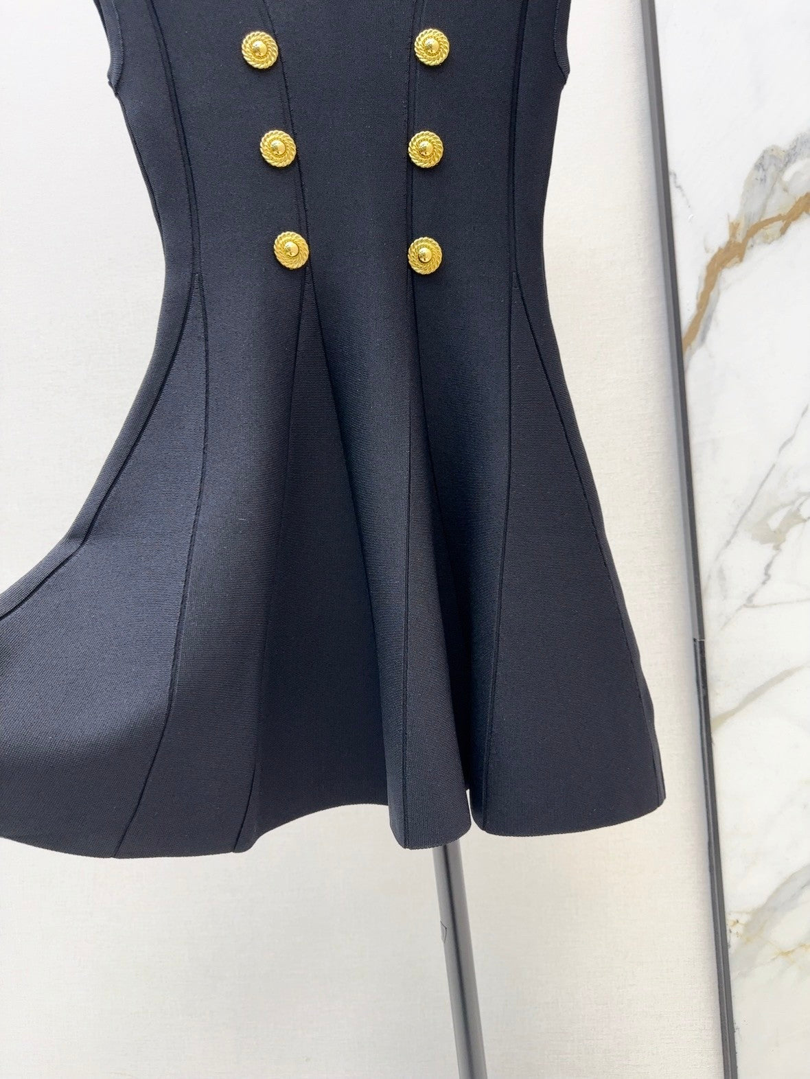 Black Sleeveless V - neck Dress